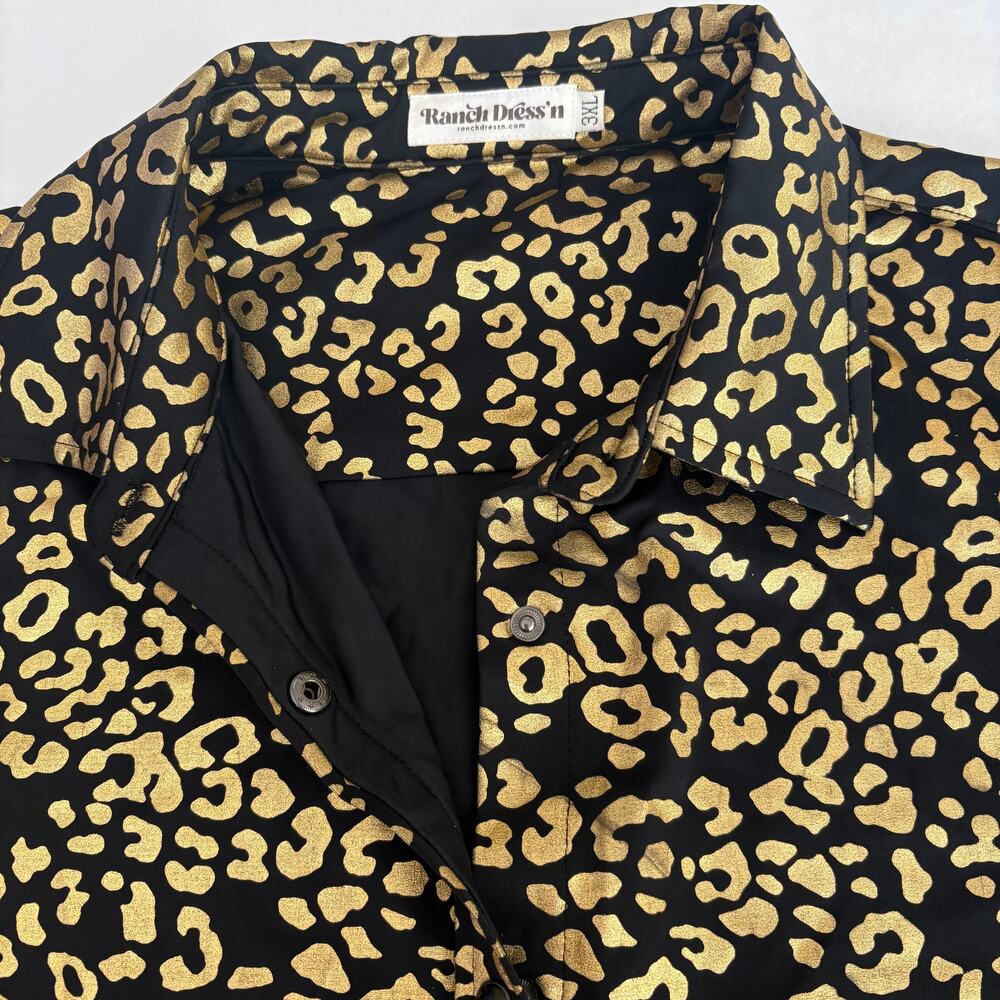 Ranch Dress'n Gold Leopard Performance Rodeo Snap-Front Shirt Women's Plus 3X - Picture 8 of 10